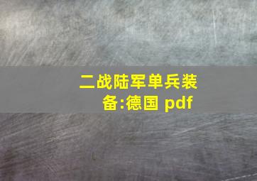 二战陆军单兵装备:德国 pdf